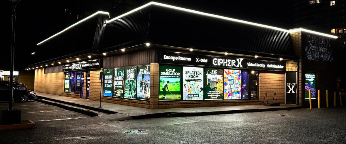 CipherX Delta location — exterior night shot